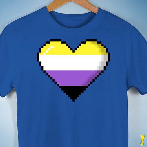 Nonbinary Pride 8-Bit Pixel Heart Premium Unisex T-Shirt - Royal Blue